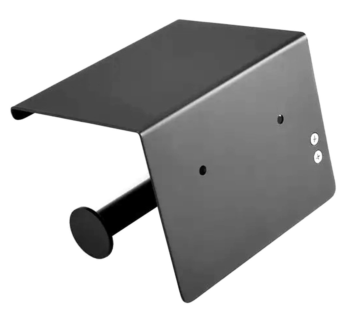 suport pentru hartie igienica cu raft suplimentar, din otel, culoare neagra 6 Suport pentru hartie igienica cu raft suplimentar, din otel, culoare neagra - imagine 6