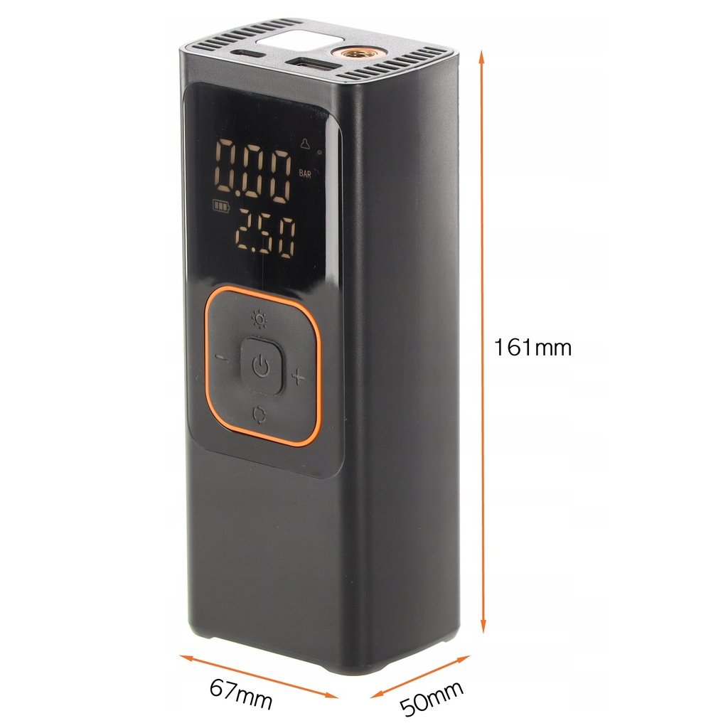 Compresor anvelope portabil auto 12V, acumulator 7500 mAh, 150 PSI cu manometru, lanterna LED si functie powerbank, reincarcare USB 3 Compresor anvelope portabil auto 12V, acumulator 7500 mAh, 150 PSI cu manometru, lanterna LED si functie powerbank, reincarcare USB - imagine 3