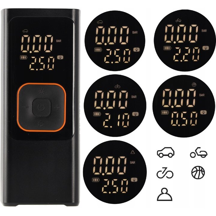 Compresor anvelope portabil auto 12V, acumulator 7500 mAh, 150 PSI cu manometru, lanterna LED si functie powerbank, reincarcare USB 7 Compresor anvelope portabil auto 12V, acumulator 7500 mAh, 150 PSI cu manometru, lanterna LED si functie powerbank, reincarcare USB - imagine 7