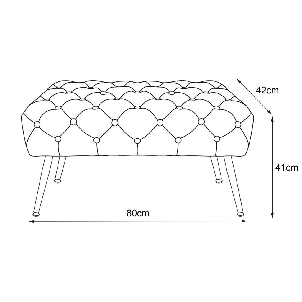 taburet madrid, tapitat cu catifea, tip banca, cu picioare metalice, 80x42x41 cm, roz pudra 2 Taburet Madrid, tapitat cu catifea, tip banca, cu picioare metalice, 80x42x41 cm, roz pudra - imagine 2