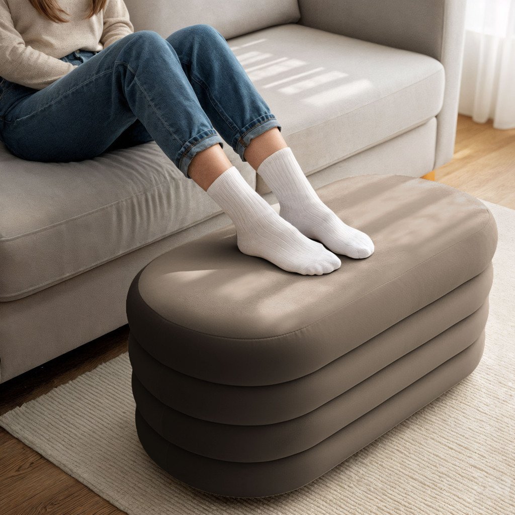 taburet tapitat puffo cu spatiu de depozitare, velur, 100x42x42 cm, maro 4 Taburet tapitat Puffo cu spatiu de depozitare, velur, 100x42x42 cm, maro - imagine 4
