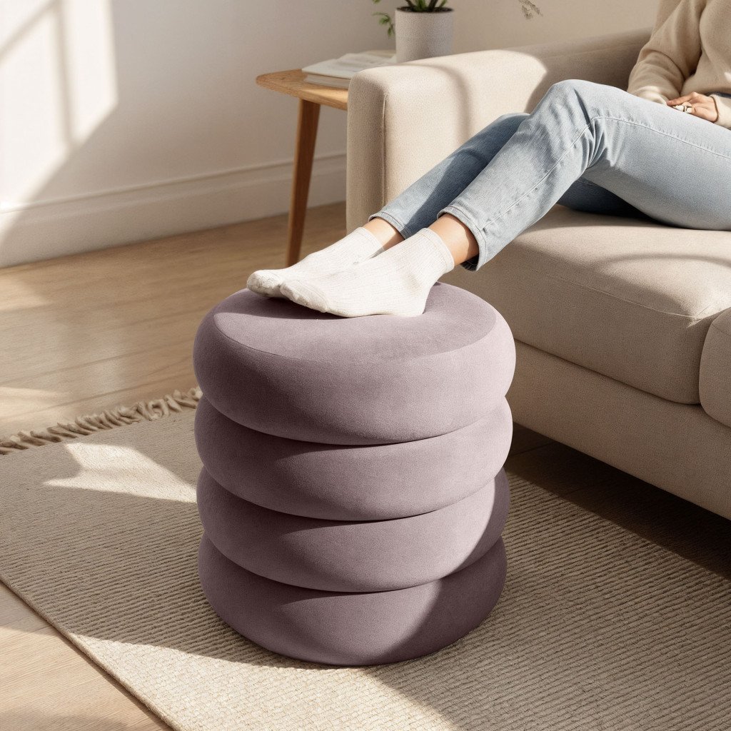 taburet tapitat snuggo cu spatiu de depozitare, velur, diametru 42 cm, inaltime 45 cm, roz pudrat 4 Taburet tapitat Snuggo cu spatiu de depozitare, velur, diametru 42 cm, inaltime 45 cm, roz pudrat - imagine 4