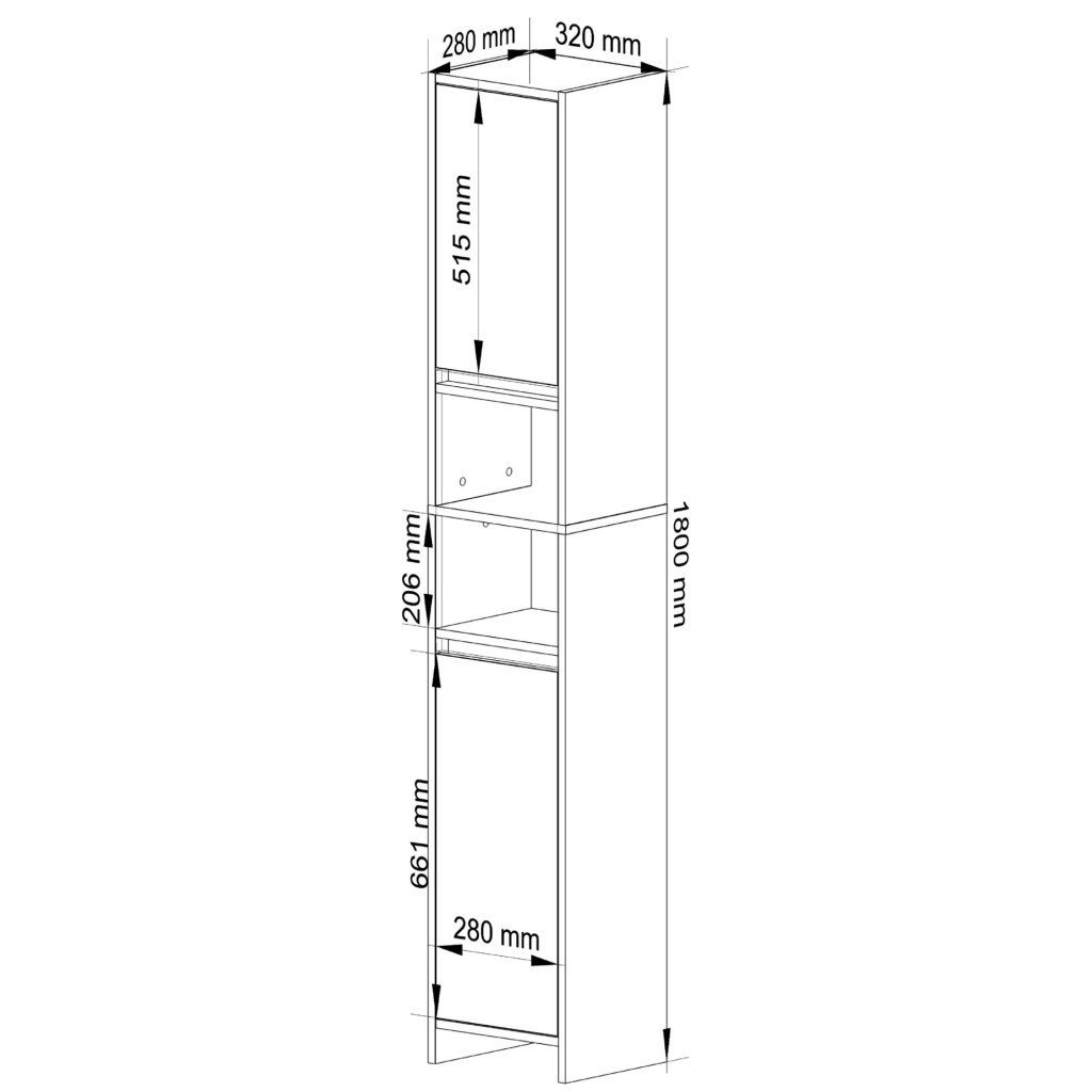dulap de baie tip coloana, cu 2 usi si 4 rafturi, pal 16 mm, 32x28x180 cm, alb 3 Dulap de baie tip coloana, cu 2 usi si 4 rafturi, PAL 16 mm, 32x28x180 cm, alb - imagine 3