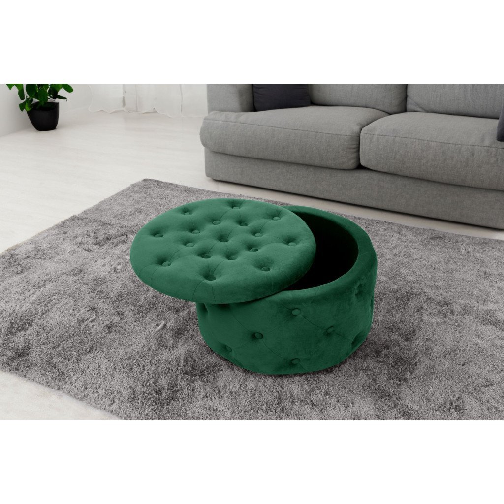 taburet alia cu spatiu depozitare, tapitat cu velur, 55x30 cm, verde 3 Taburet Alia cu spatiu depozitare, tapitat cu velur, 55x30 cm, verde - imagine 3