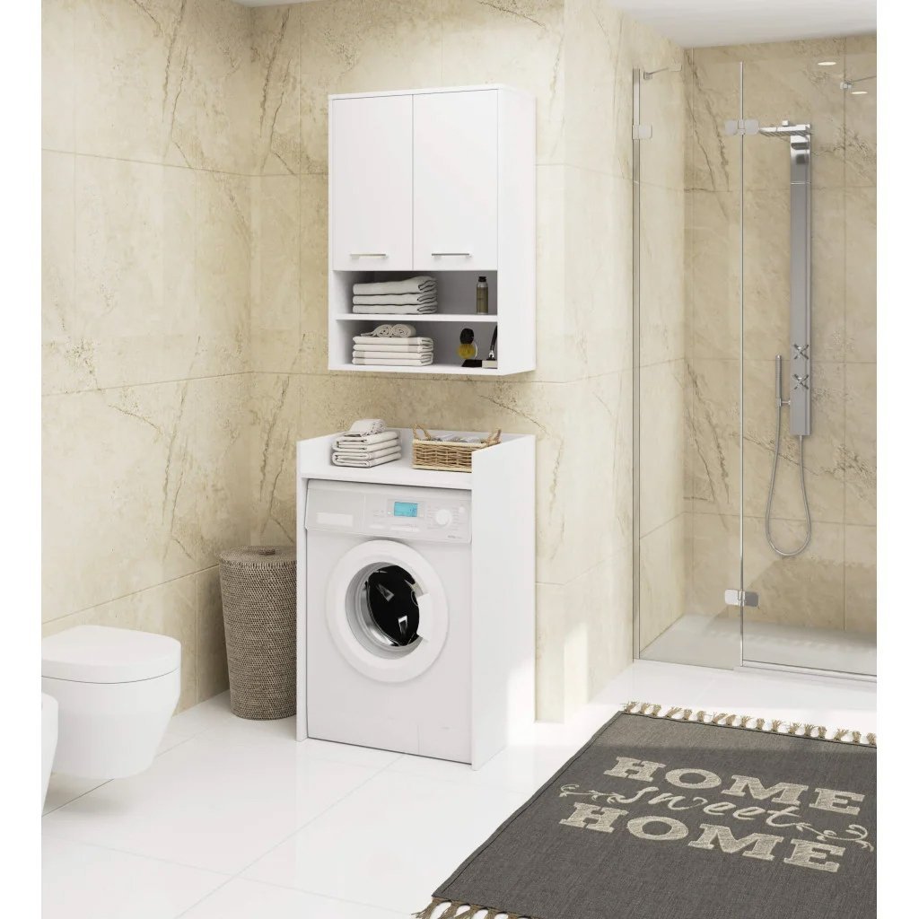 dulap baie suspendat, cu 2 usi si 2 rafturi deschise, pal 16 mm, 64x30x94 cm, alb 4 Dulap baie suspendat, cu 2 usi si 2 rafturi deschise, PAL 16 mm, 64x30x94 cm, alb - imagine 4