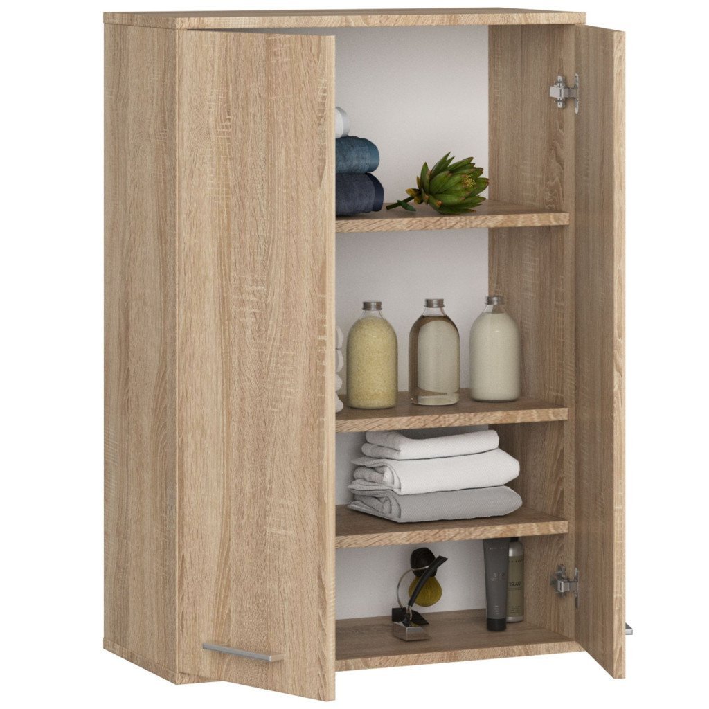 dulap baie suspendat, cu 2 usi si 4 rafturi interioare, pal 16 mm, 64x30x94 cm, stejar sonoma 2 Dulap baie suspendat, cu 2 usi si 4 rafturi interioare, PAL 16 mm, 64x30x94 cm, stejar sonoma - imagine 2