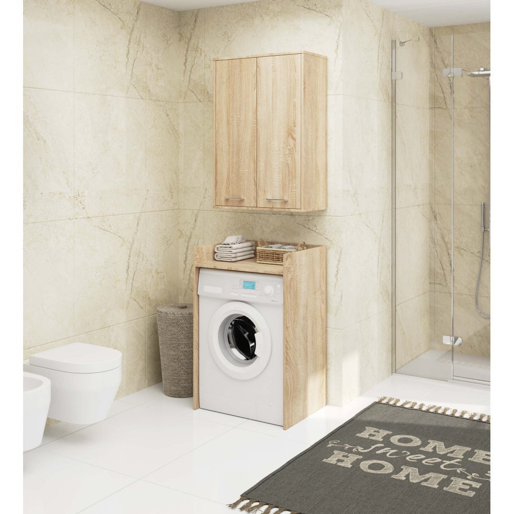 dulap baie suspendat, cu 2 usi si 4 rafturi interioare, pal 16 mm, 64x30x94 cm, stejar sonoma 4 Dulap baie suspendat, cu 2 usi si 4 rafturi interioare, PAL 16 mm, 64x30x94 cm, stejar sonoma - imagine 4