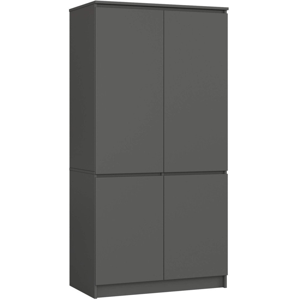 Dulap cu 4 usi, rafturi si bara pentru umerase, PAL laminat, 90x51x180 cm, gri grafit 1 Dulap cu 4 usi, rafturi si bara pentru umerase, PAL laminat, 90x51x180 cm, gri grafit