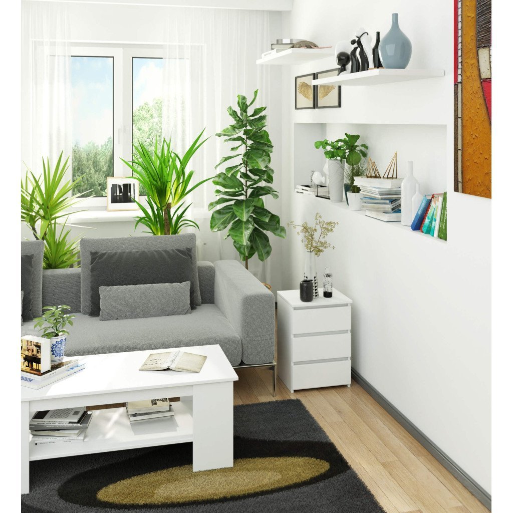 Noptiera cu 3 sertare, PAL laminat 16 mm, 40x35x57 cm, alb 4 Noptiera cu 3 sertare, PAL laminat 16 mm, 40x35x57 cm, alb - imagine 4