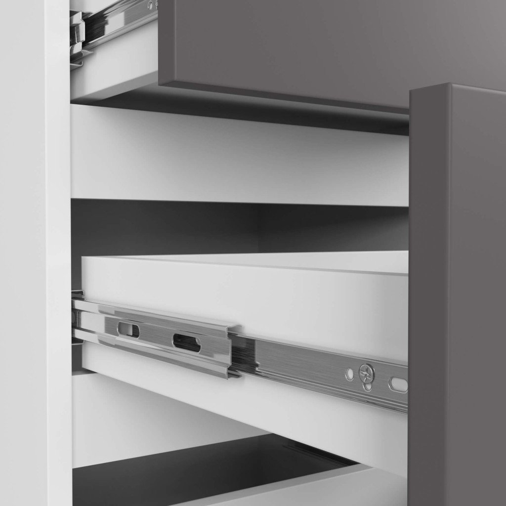 comoda cu 4 sertare, pal laminat 16mm, 40x35x74 cm, alb si gri 4 Comoda cu 4 sertare, PAL laminat 16mm, 40x35x74 cm, alb si gri - imagine 4