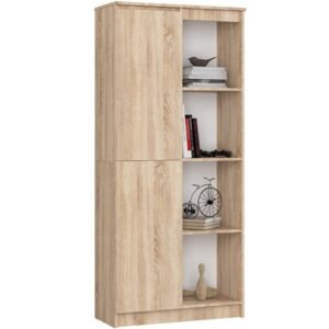 Dulap cu usa si 8 etajere, PAL laminat 16 mm, 80x35x180 cm, stejar sonoma