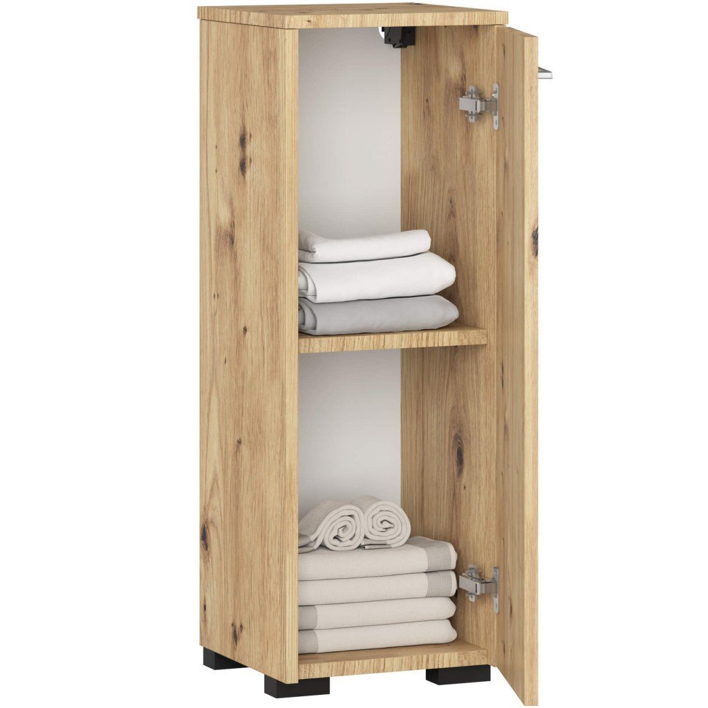dulap de baie tip baza, cu usa reversibila si raft interior, pal 16 mm, 30x30x85 cm, stejar artisan 2 Dulap de baie tip baza, cu usa reversibila si raft interior, PAL 16 mm, 30x30x85 cm, stejar artisan - imagine 2