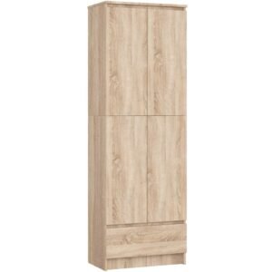 Dulap inchis cu 2 usi si sertar, 4 rafturi, PAL laminat 16 mm, 60x35x180 cm, stejar sonoma