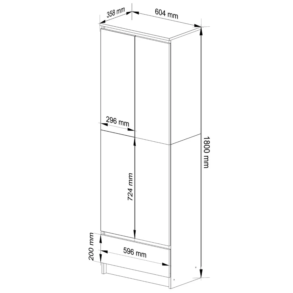Dulap inchis cu 2 usi si sertar, 4 rafturi, PAL laminat 16 mm, 60x35x180 cm, stejar sonoma si alb 3 Dulap inchis cu 2 usi si sertar, 4 rafturi, PAL laminat 16 mm, 60x35x180 cm, stejar sonoma si alb - imagine 3