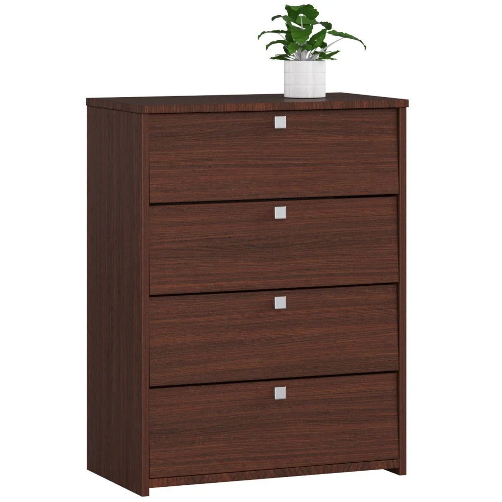 Dulap pantofi cu 4 usi rabatabile, PAL laminat, 60x33x80 cm, maro wenge