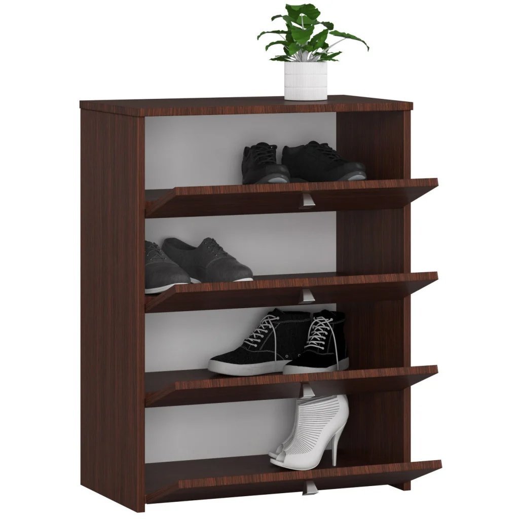 dulap pantofi cu 4 usi rabatabile, pal laminat, 60x33x80 cm, maro wenge 2 Dulap pantofi cu 4 usi rabatabile, PAL laminat, 60x33x80 cm, maro wenge - imagine 2