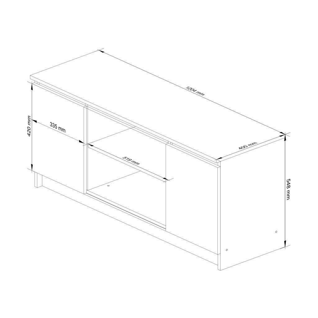 comoda tv cu 2 usi si o polita, pal laminat 16 mm, 120x40x55 cm, stejar sonoma 3 Comoda TV cu 2 usi si o polita, PAL laminat 16 mm, 120x40x55 cm, stejar sonoma - imagine 3
