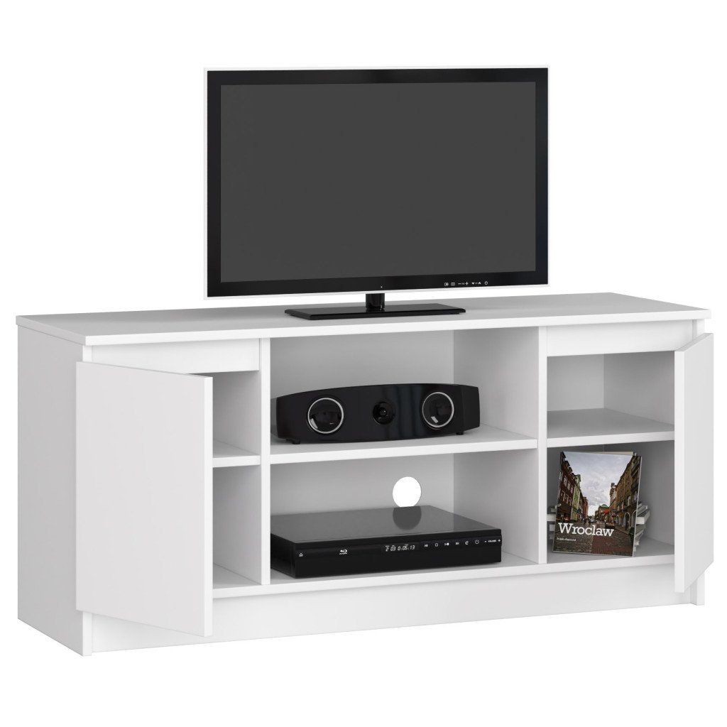 comoda tv cu 2 usi si o polita, pal laminat 16 mm, 120x40x55 cm, alb 2 Comoda TV cu 2 usi si o polita, PAL laminat 16 mm, 120x40x55 cm, alb - imagine 2