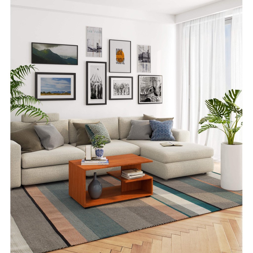 Masuta de cafea Vini pe roti, cu raft inferior si blat din PAL laminat, 90x51x40 cm, maro arin 4 Masuta de cafea Vini pe roti, cu raft inferior si blat din PAL laminat, 90x51x40 cm, maro arin - imagine 4