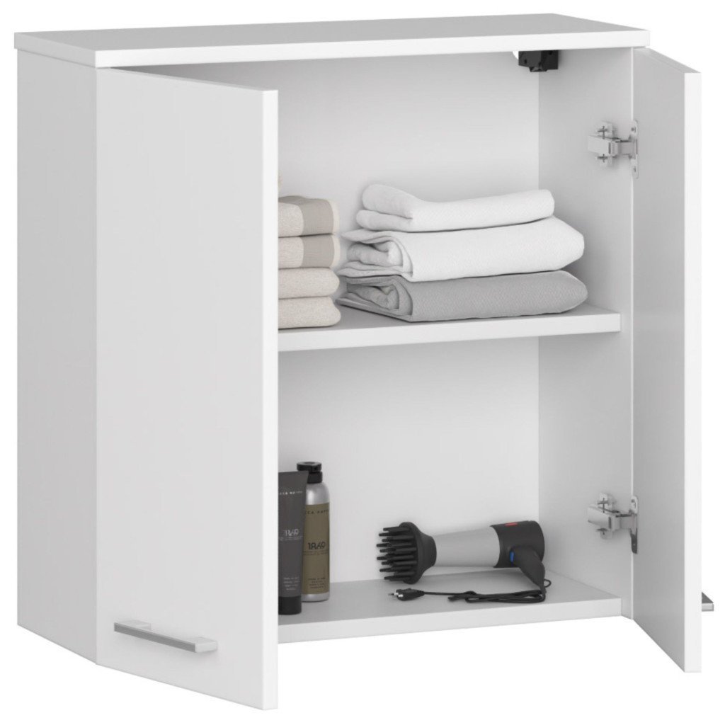 dulap baie suspendat, cu 2 usi si 1 raft interior, pal 16 mm, 60x23x60 cm, alb 2 Dulap baie suspendat, cu 2 usi si 1 raft interior, PAL 16 mm, 60x23x60 cm, alb - imagine 2