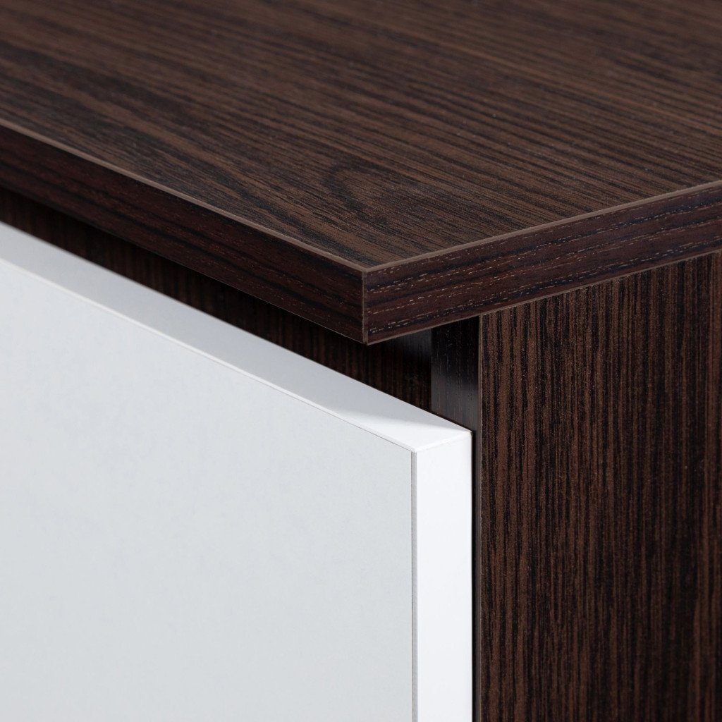 birou computer cu 3 sertare si raft pentru tastatura, dreapta, 90x50x77 cm, maro wenge si alb 4 Birou computer cu 3 sertare si raft pentru tastatura, dreapta, 90x50x77 cm, maro wenge si alb - imagine 4