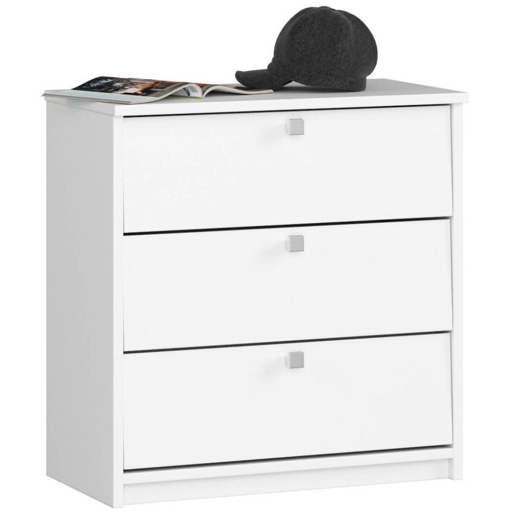 Dulap pantofi MINI cu 3 usi rabatabile, PAL laminat 16 mm, 60x31x62 cm, alb
