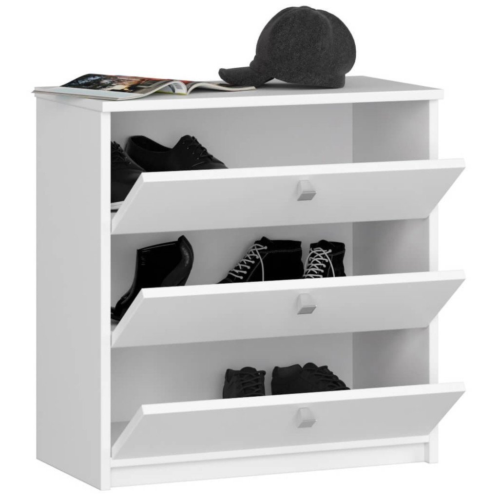 dulap pantofi mini cu 3 usi rabatabile, pal laminat 16 mm, 60x31x62 cm, alb 2 Dulap pantofi MINI cu 3 usi rabatabile, PAL laminat 16 mm, 60x31x62 cm, alb - imagine 2