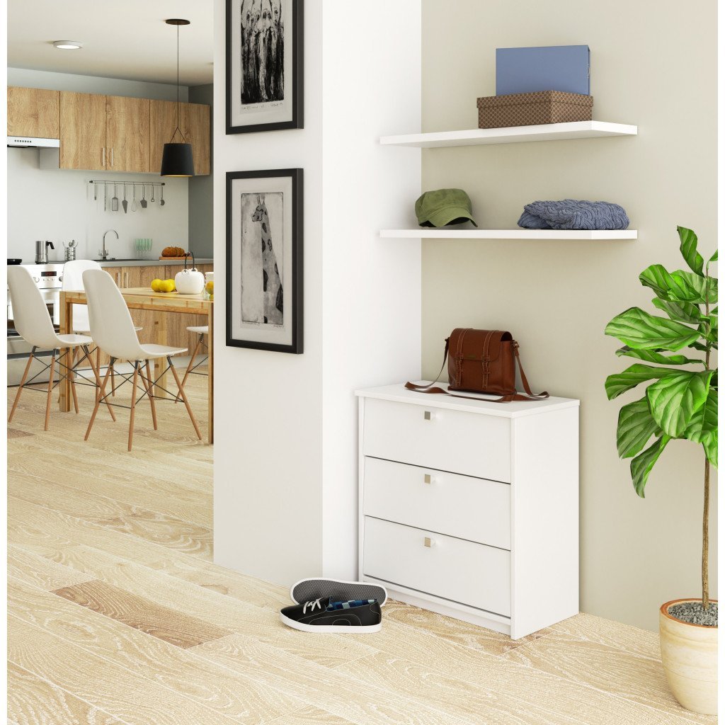 dulap pantofi mini cu 3 usi rabatabile, pal laminat 16 mm, 60x31x62 cm, alb 4 Dulap pantofi MINI cu 3 usi rabatabile, PAL laminat 16 mm, 60x31x62 cm, alb - imagine 4