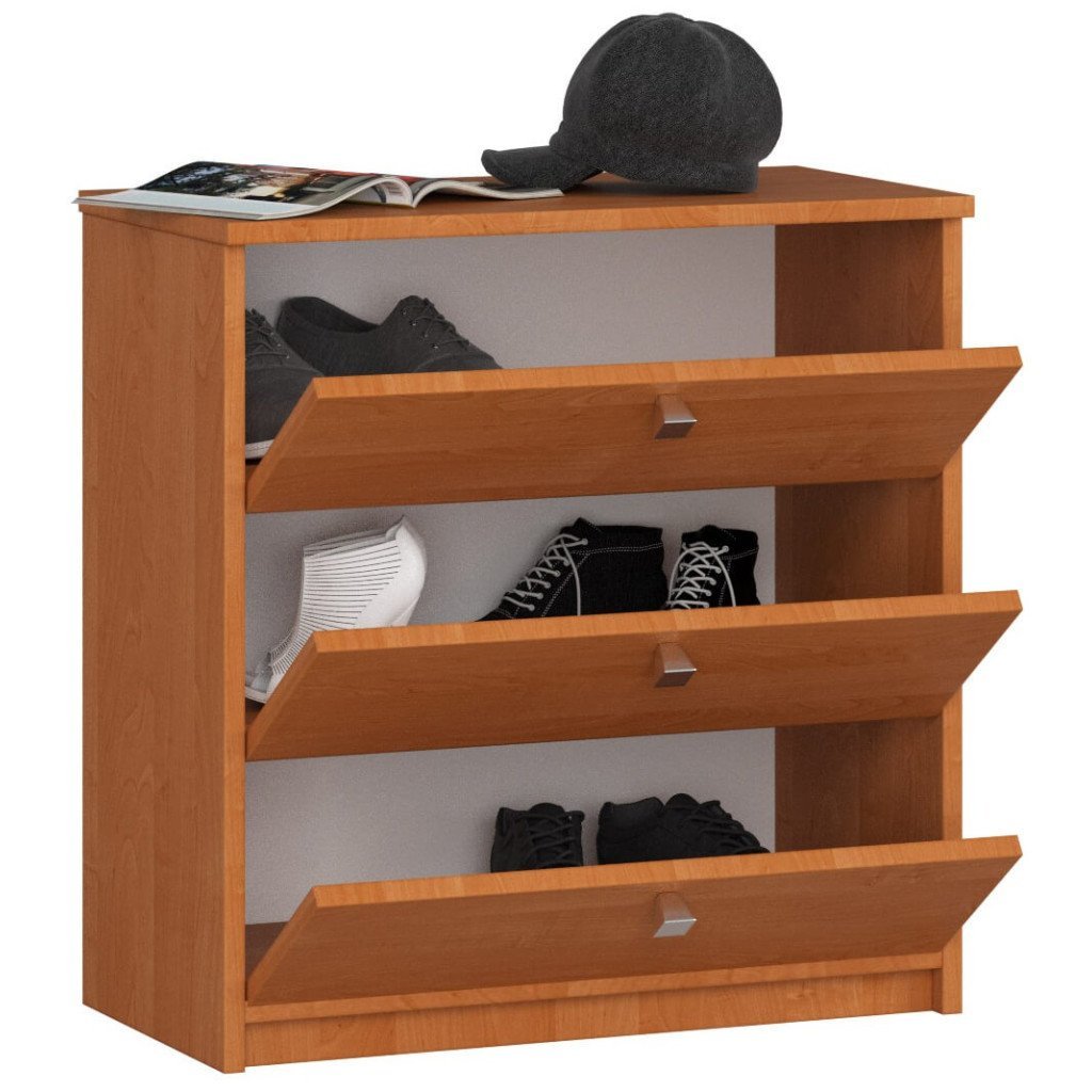 dulap pantofi mini cu 3 usi rabatabile, pal laminat 16 mm, 60x31x62 cm, maro arin 2 Dulap pantofi MINI cu 3 usi rabatabile, PAL laminat 16 mm, 60x31x62 cm, maro arin - imagine 2