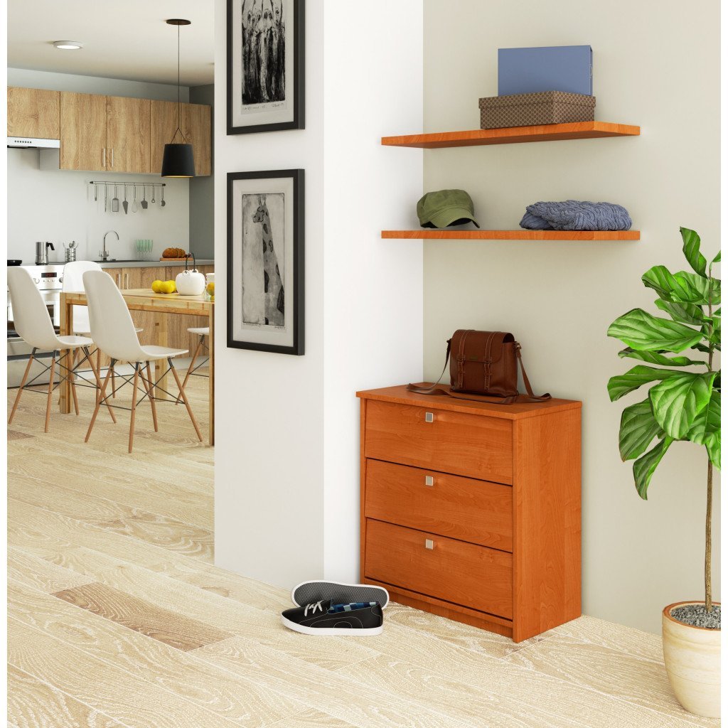 dulap pantofi mini cu 3 usi rabatabile, pal laminat 16 mm, 60x31x62 cm, maro arin 4 Dulap pantofi MINI cu 3 usi rabatabile, PAL laminat 16 mm, 60x31x62 cm, maro arin - imagine 4