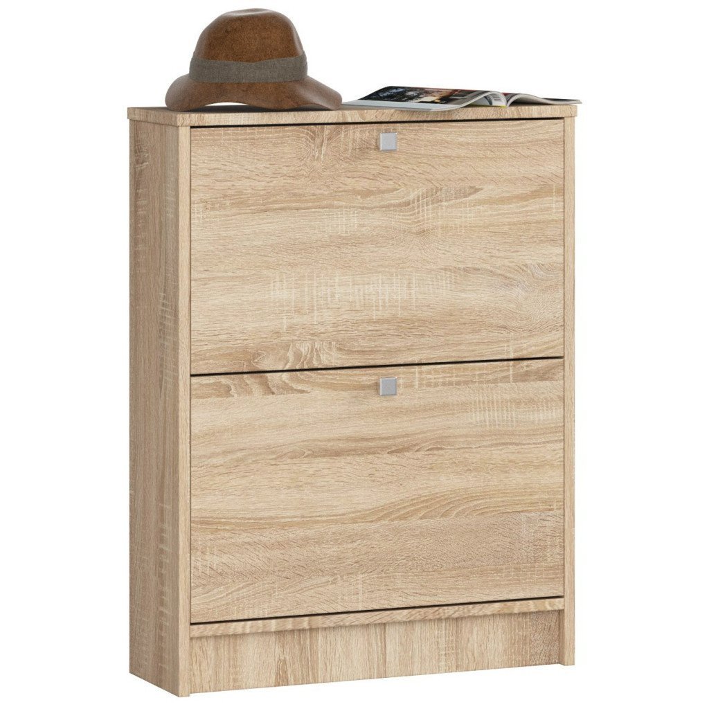Dulap pantofi cu 2 usi rabatabile, PAL laminat 16 mm, 60x20x80 cm, stejar sonoma