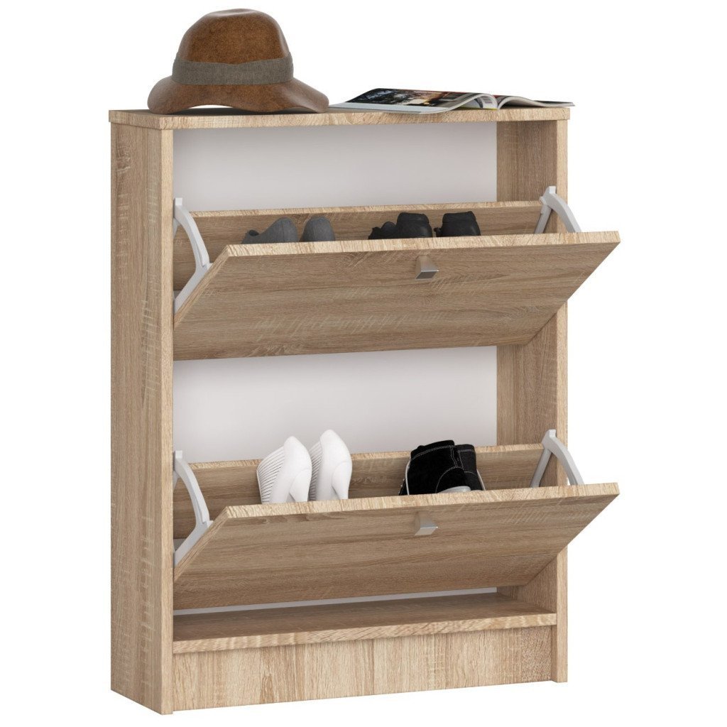 dulap pantofi cu 2 usi rabatabile, pal laminat 16 mm, 60x20x80 cm, stejar sonoma 2 Dulap pantofi cu 2 usi rabatabile, PAL laminat 16 mm, 60x20x80 cm, stejar sonoma - imagine 2