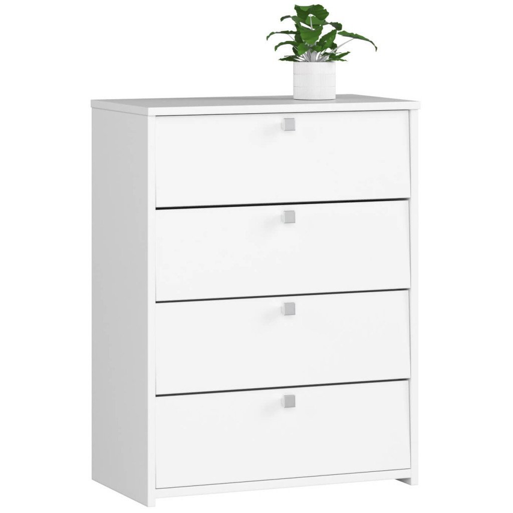 Dulap pantofi cu 4 usi rabatabile, PAL laminat, 60x33x80 cm, alb