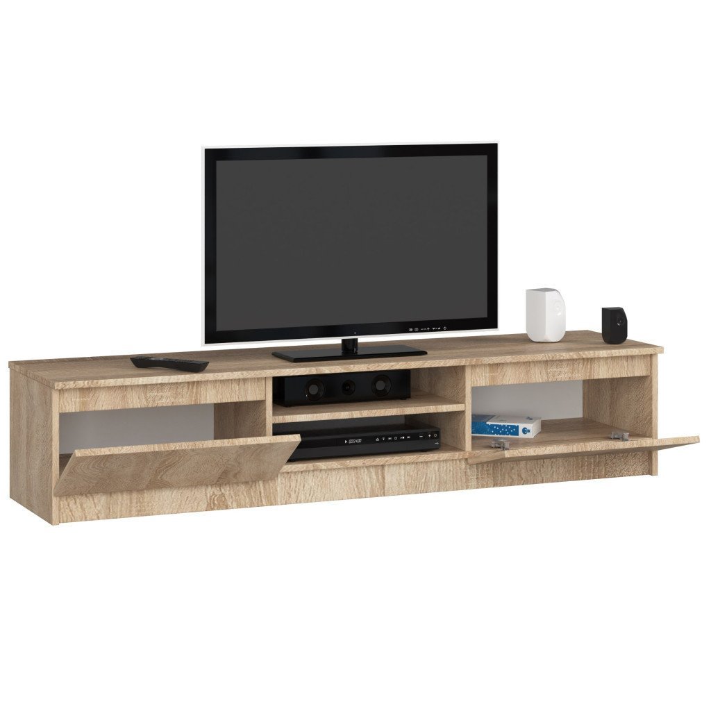 comoda tv cu 2 usi si rafturi centrale, pal laminat, 160x40x33 cm, stejar sonoma 2 Comoda TV cu 2 usi si rafturi centrale, PAL laminat, 160x40x33 cm, stejar sonoma - imagine 2