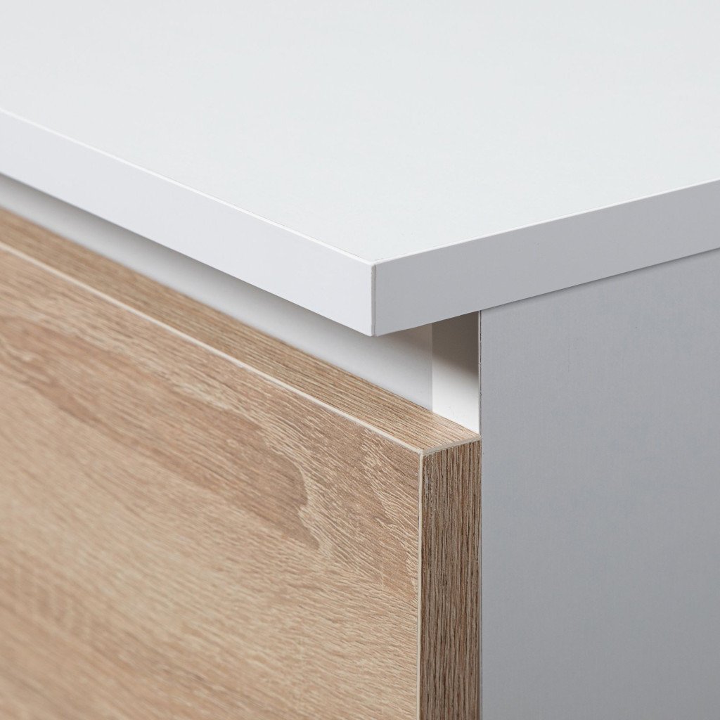 comoda tv cu 2 usi si rafturi centrale, pal laminat, 160x40x33 cm, alb si stejar sonoma 4 Comoda TV cu 2 usi si rafturi centrale, PAL laminat, 160x40x33 cm, alb si stejar sonoma - imagine 4