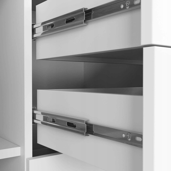 comoda cu 4 sertare si 2 usi, pal laminat, 110x35x80 cm, alb mat 4 Comoda cu 4 sertare si 2 usi, PAL laminat, 110x35x80 cm, alb mat - imagine 4