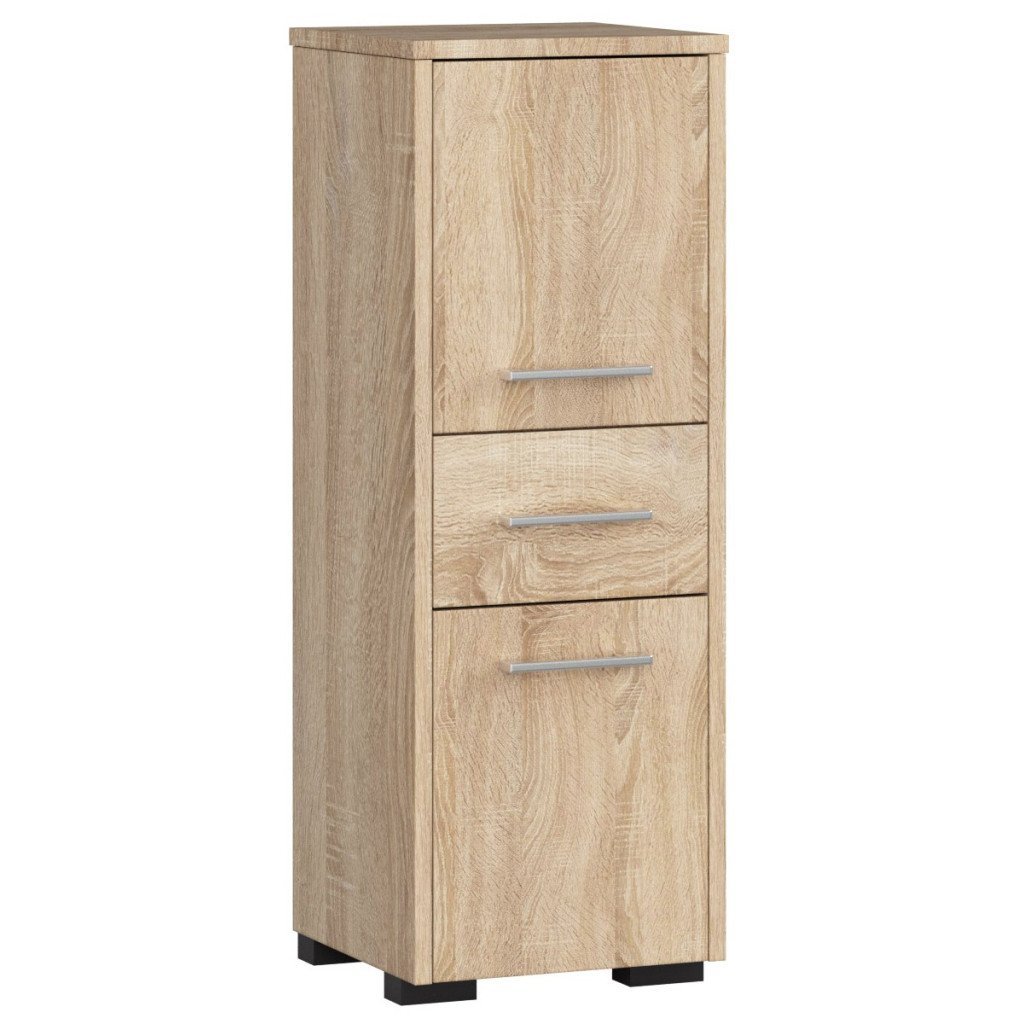 Dulap baie tip coloana cu 2 usi si sertar, PAL laminat, 30x30x85 cm, stejar sonoma