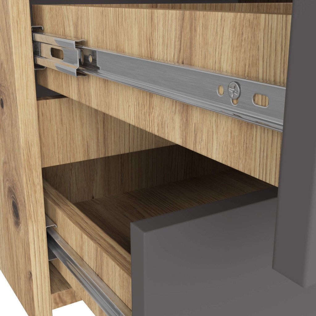 comoda cu 6 sertare, pal laminat, 100x35x57 cm, stejar artisan si gri 2 Comoda cu 6 sertare, PAL laminat, 100x35x57 cm, stejar artisan si gri - imagine 2
