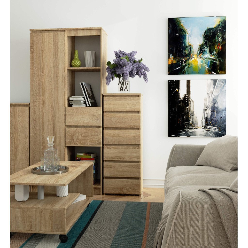 comoda cu 6 sertare, pal laminat 16 mm, 40x35x109 cm, stejar sonoma 4 Comoda cu 6 sertare, PAL laminat 16 mm, 40x35x109 cm, stejar sonoma - imagine 4