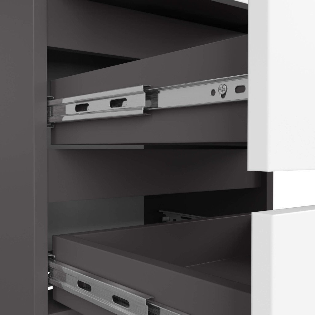 Noptiera cu 3 sertare, PAL laminat 16 mm, 40x35x57 cm, gri grafit si alb 4 Noptiera cu 3 sertare, PAL laminat 16 mm, 40x35x57 cm, gri grafit si alb - imagine 4