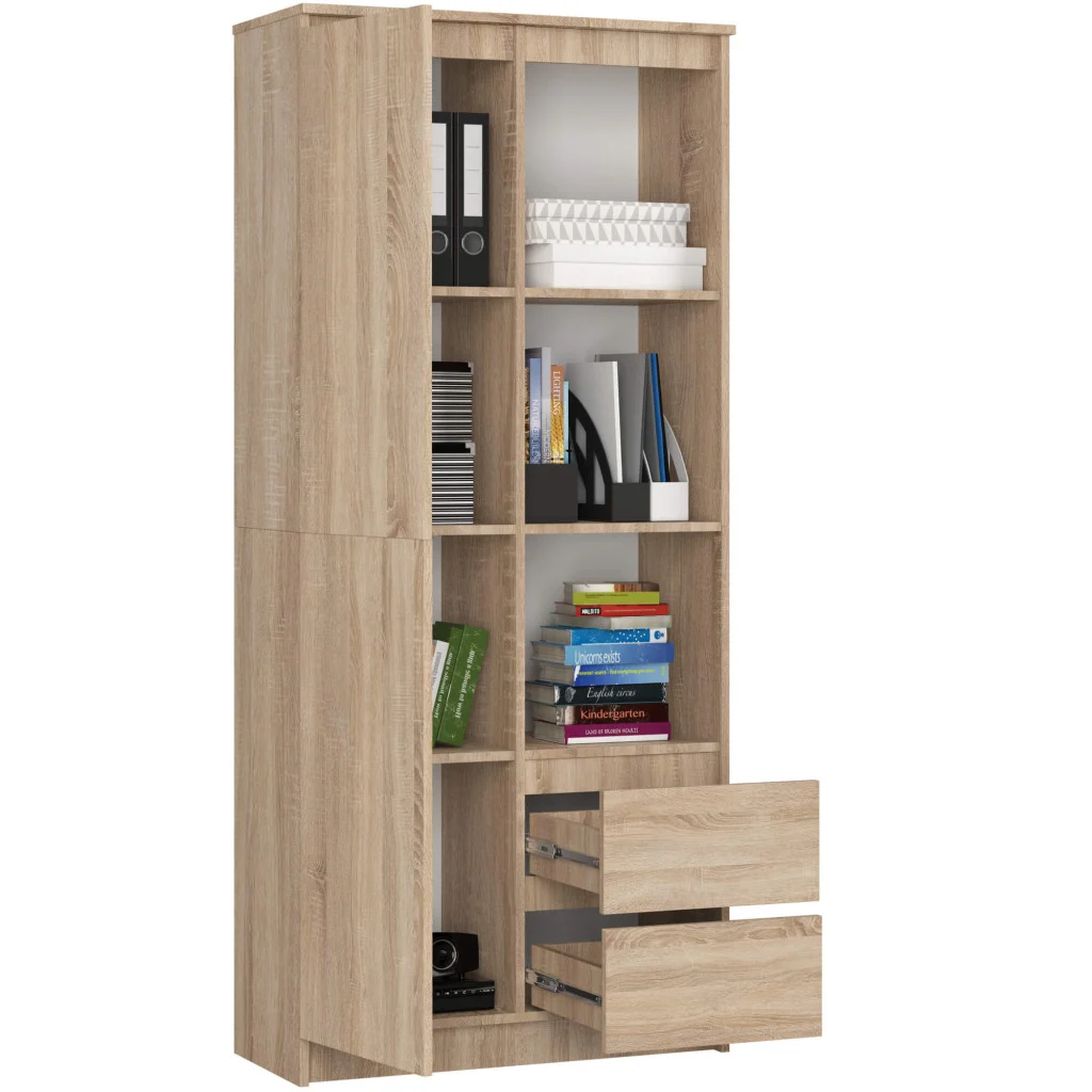 Dulap cu usa, 2 sertare si 7 rafturi, PAL laminat 16 mm, 80x35x180 cm, sonoma 3 Dulap cu usa, 2 sertare si 7 rafturi, PAL laminat 16 mm, 80x35x180 cm, sonoma - imagine 3