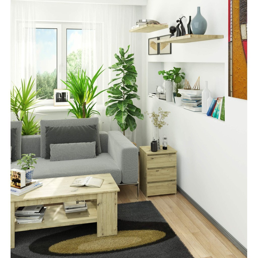 Noptiera cu 3 sertare, PAL laminat 16 mm, 40x35x57 cm, stejar artisan 3 Noptiera cu 3 sertare, PAL laminat 16 mm, 40x35x57 cm, stejar artisan - imagine 3