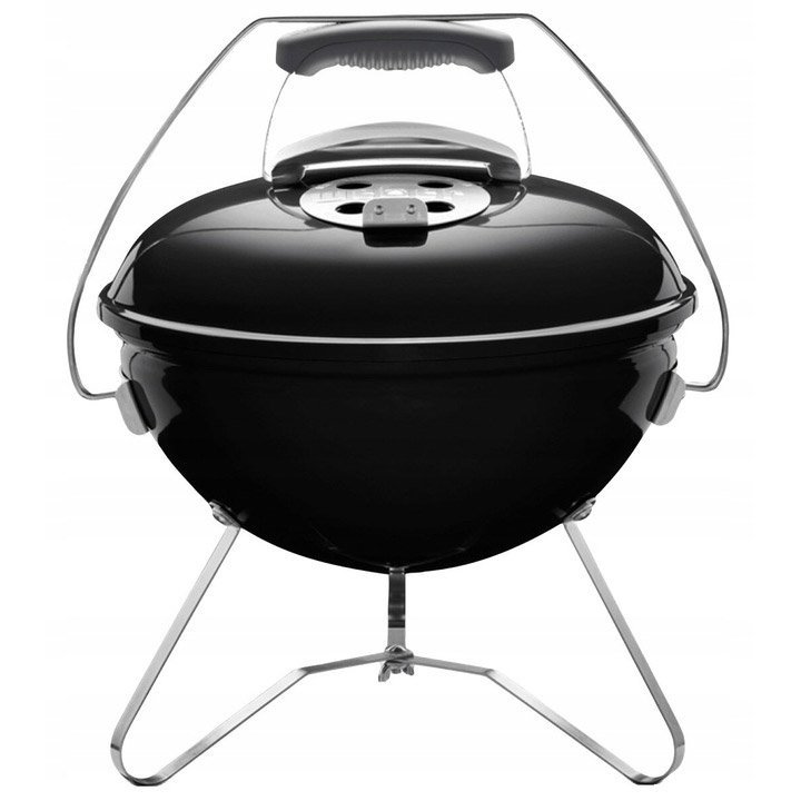 Gratar rotund, din otel, cu suport cromat, tava din inox, 43x37cm, negru