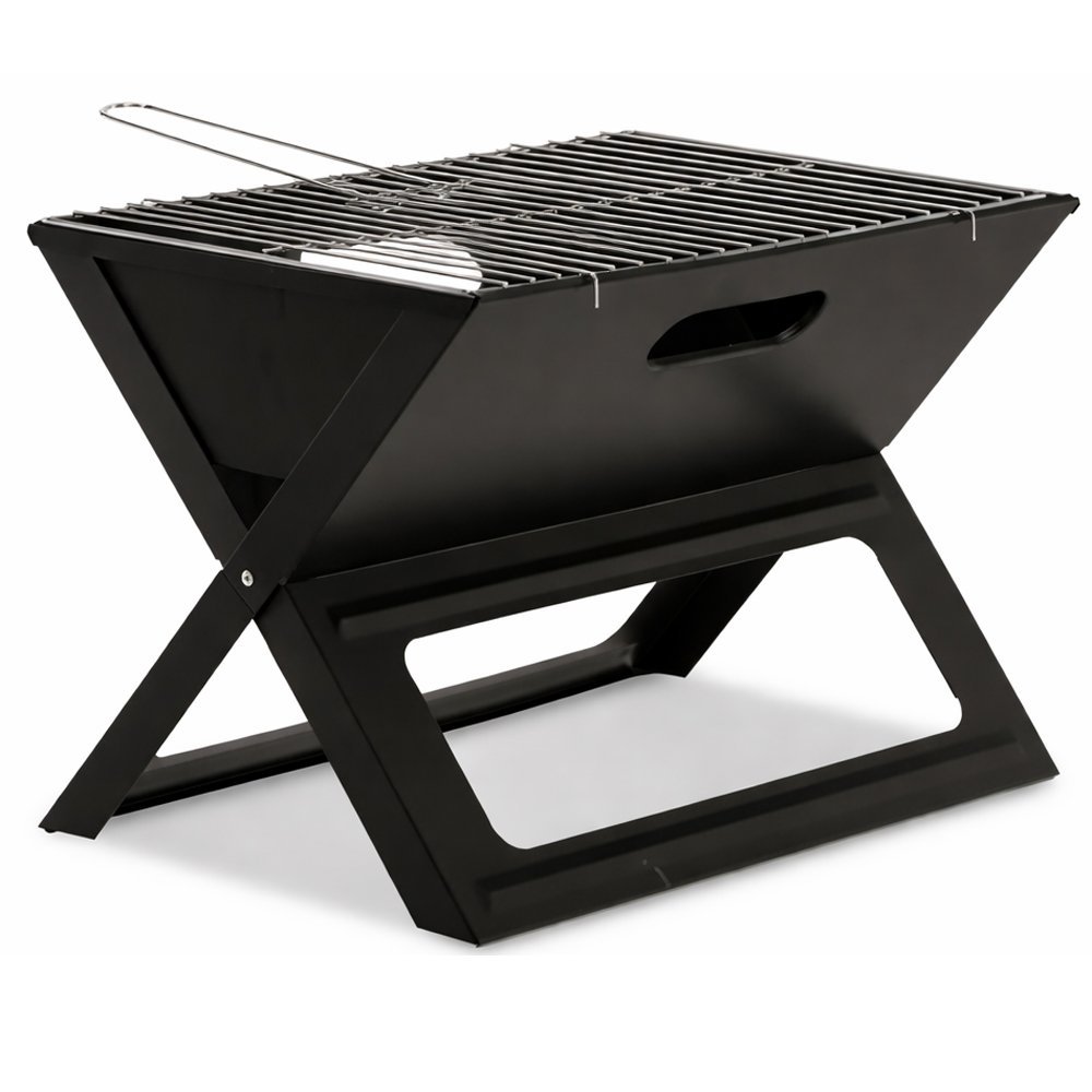 Gratar portabil pliabil pentru gradina si camping, metal, 56x56x40 cm, negru