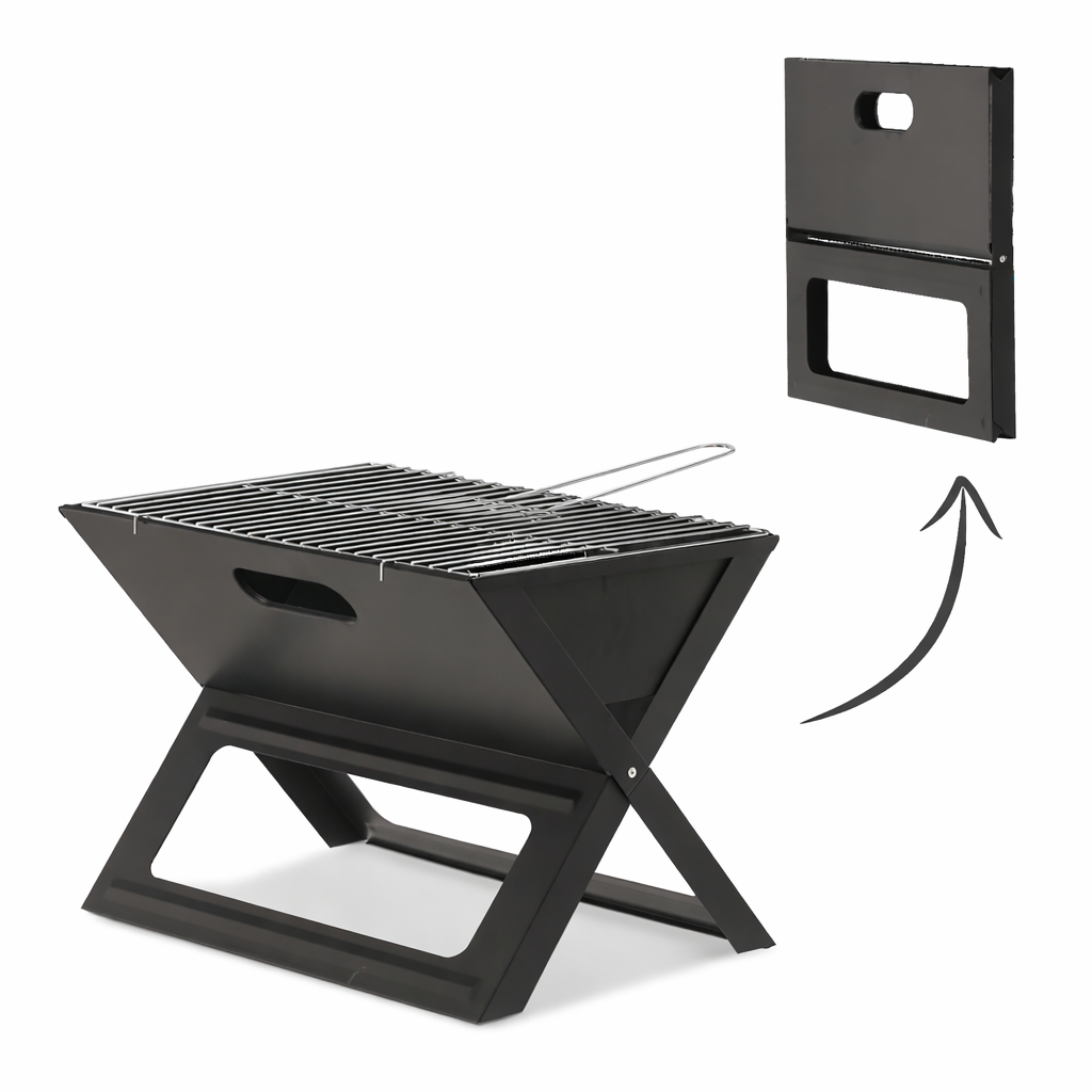 gratar portabil pliabil pentru gradina si camping, metal, 56x56x40 cm, negru 2 Gratar portabil pliabil pentru gradina si camping, metal, 56x56x40 cm, negru - imagine 2