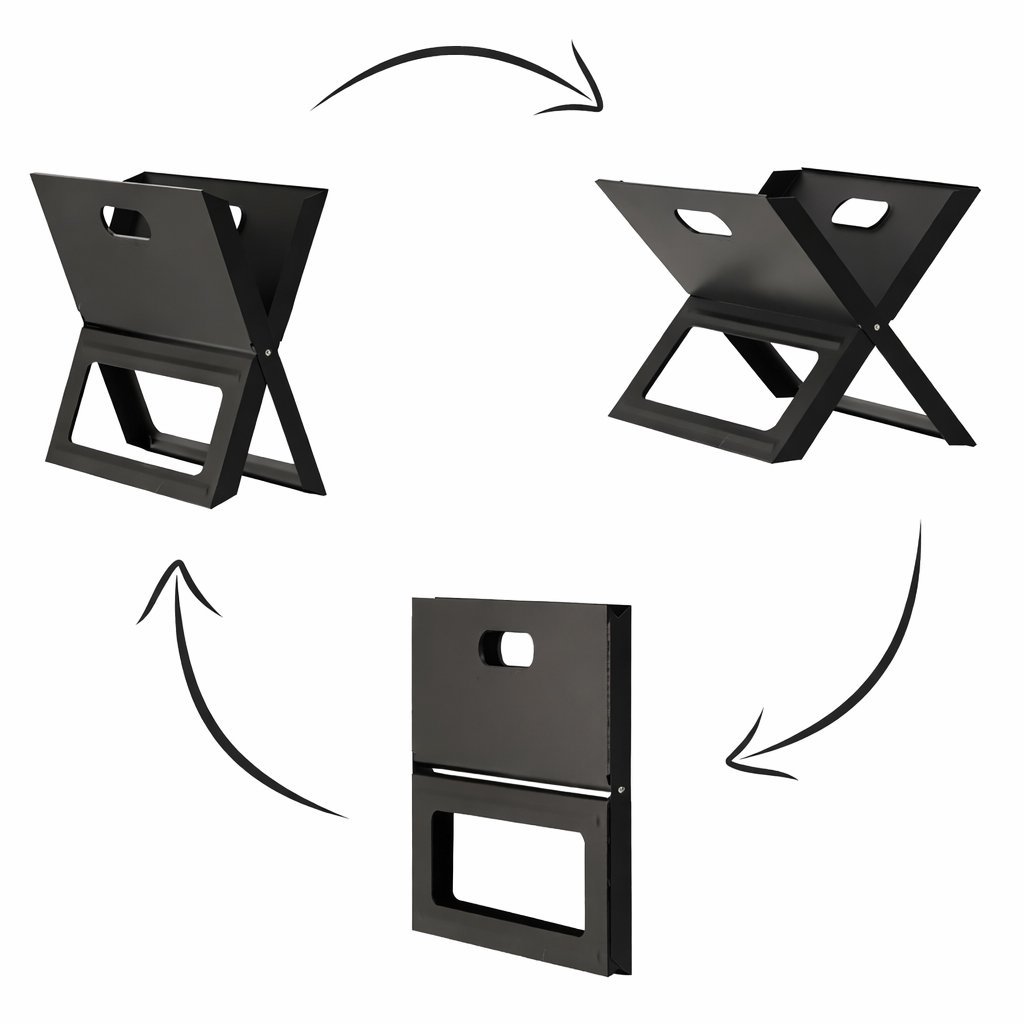 gratar portabil pliabil pentru gradina si camping, metal, 56x56x40 cm, negru 4 Gratar portabil pliabil pentru gradina si camping, metal, 56x56x40 cm, negru - imagine 4