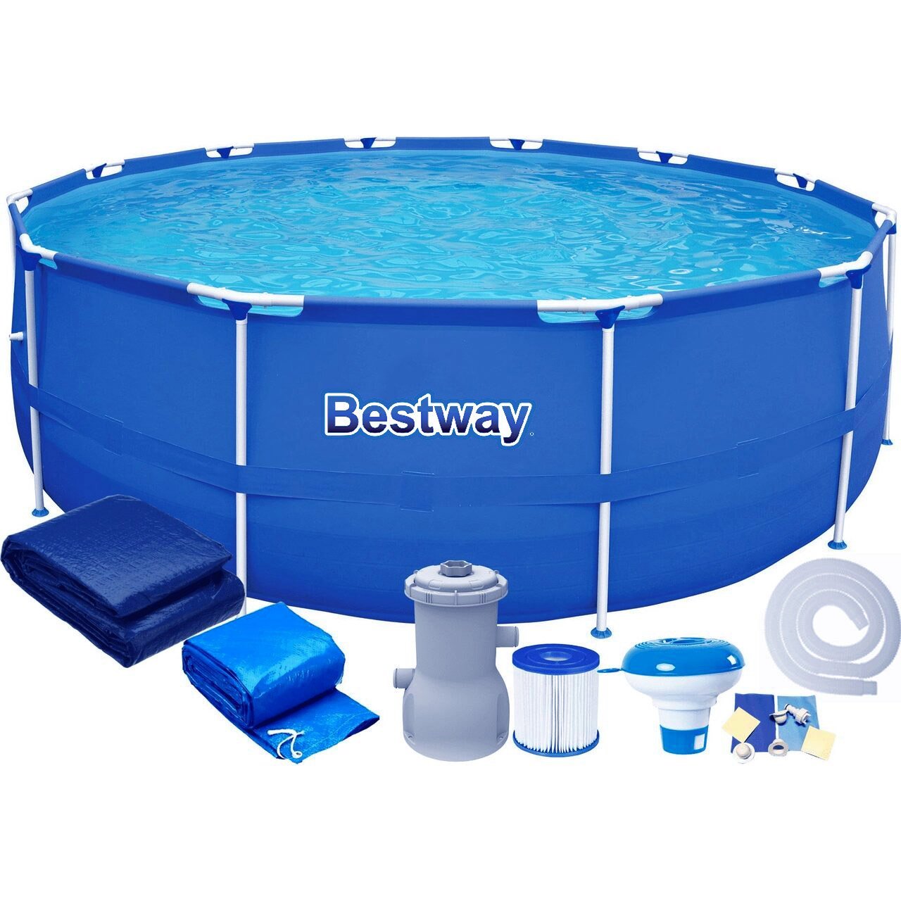 Piscina cadru metalic Bestway, 366×76 cm, 6.500 litri, cu toate accesoriile