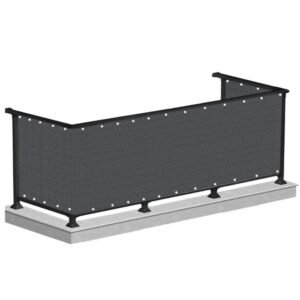 Paravan de balcon impermeabil poliester, 100x600cm, gri inchis