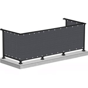 Paravan de balcon impermeabil poliester, 100x700cm, gri grafit