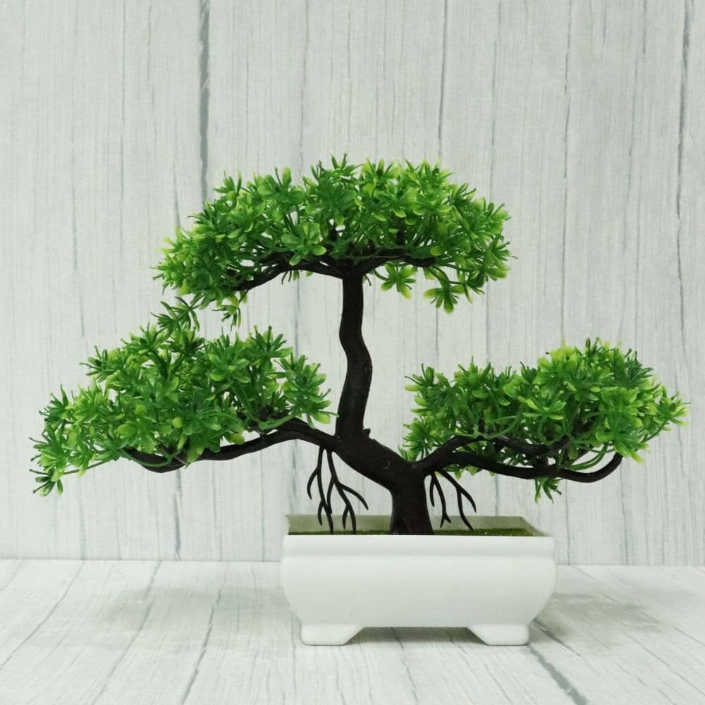 Bonsai decorativ artificial in ghiveci, Verde, 29 cm